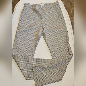 Size 8 H&M Tan & Black Plaid Women's Straight Leg Slacks/ Pants